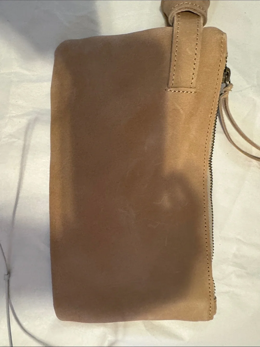 Able Tan Leather Wristlet with Strap